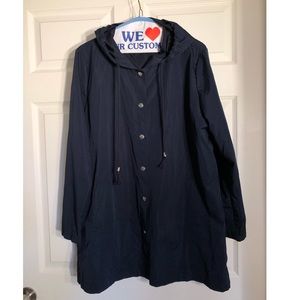 Navy Lightweight Snap Front Raincoat Shell